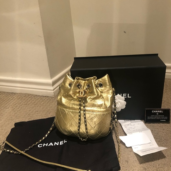 gold bucket bag